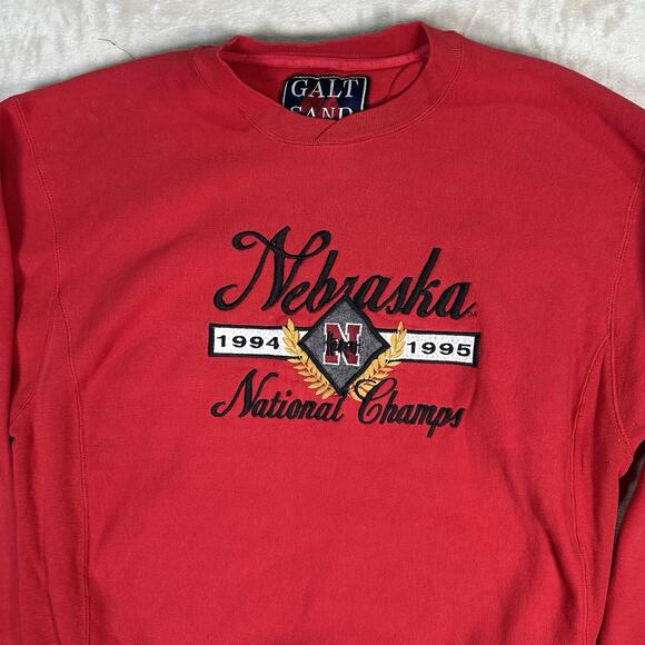VTG Nebraska Cornhuskers NCAA Red Sweatshirt Embroidered Men's Size Large Champs - Picture 2 of 7